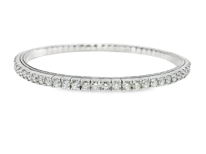 3.84CT Diamond Stretch Bangle 14k White Gold