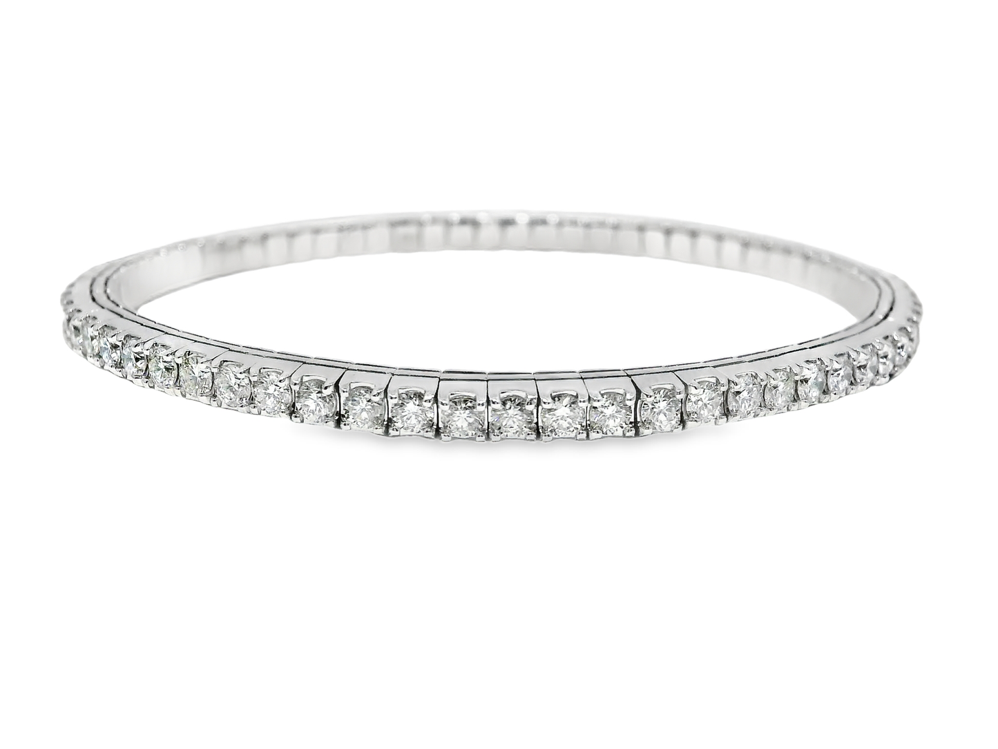 3.84CT Diamond Stretch Bangle 14k White Gold
