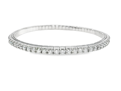 3.84CT Diamond Stretch Bangle 14k White Gold