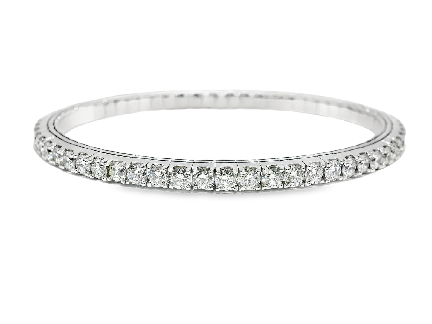 5.26CT Diamond Stretch Bangle 14k White Gold