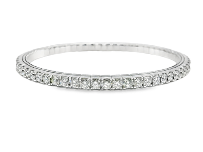 5.26CT Diamond Stretch Bangle 14k White Gold