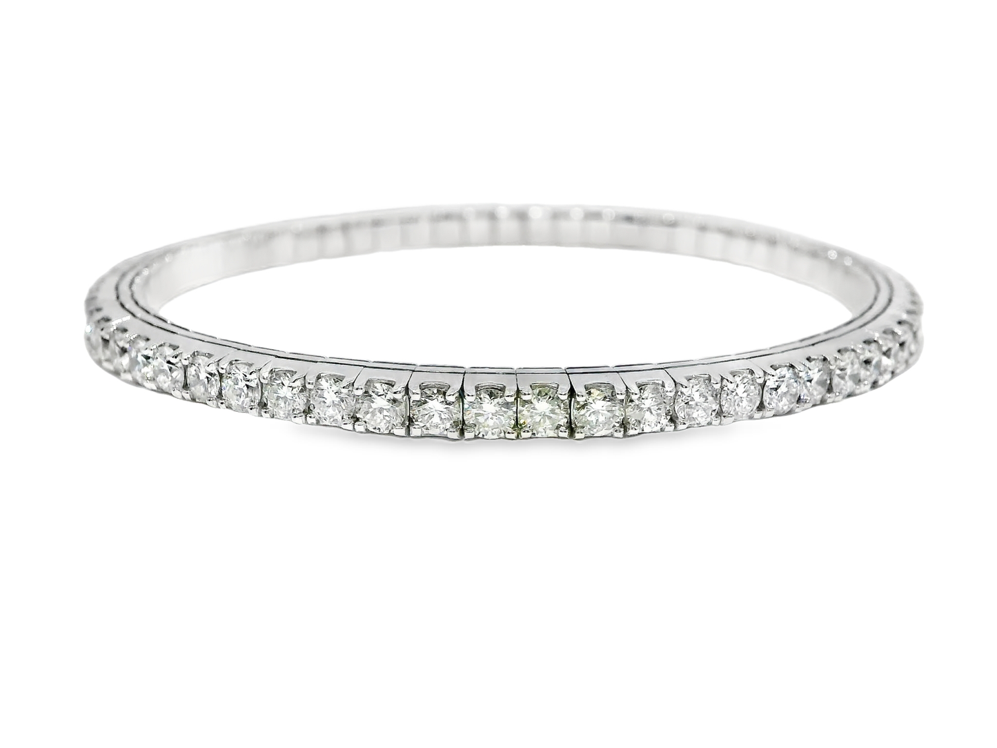 5.26CT Diamond Stretch Bangle 14k White Gold