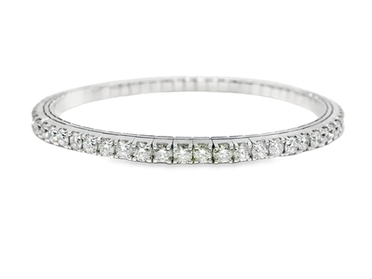 5.26CT Diamond Stretch Bangle 14k White Gold