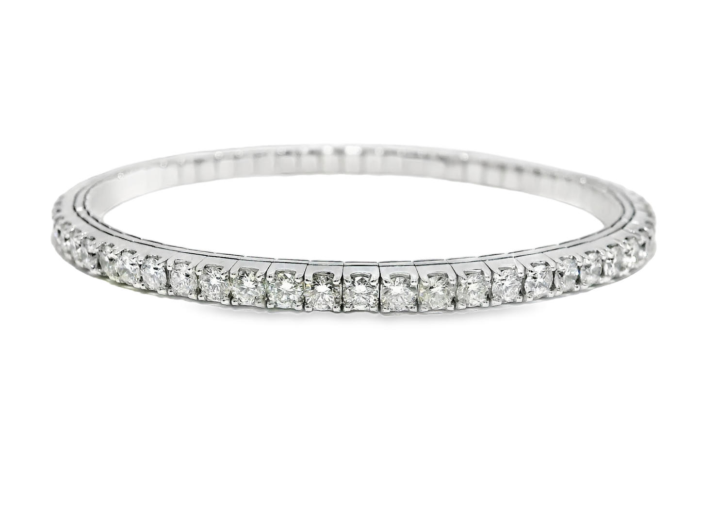 5.26CT Diamond Stretch Bangle 14k White Gold