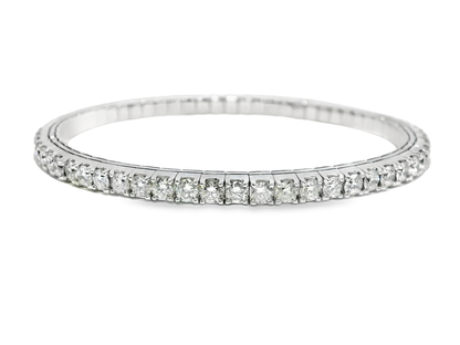 5.26CT Diamond Stretch Bangle 14k White Gold