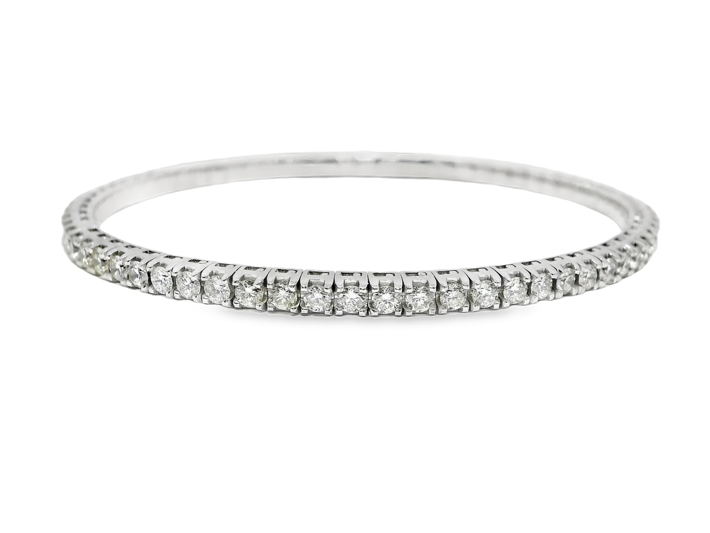 3.95CT Diamond Stretch Bangle 18k White Gold