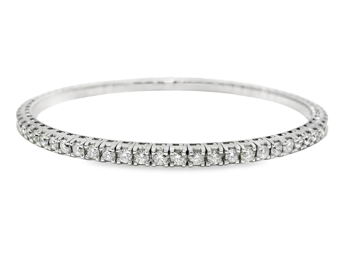 3.95CT Diamond Stretch Bangle 18k White Gold