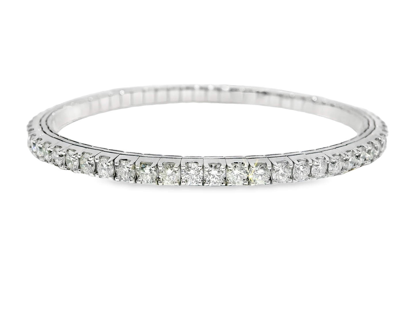 4.94CT Diamond Stretch Bangle 14k White Gold