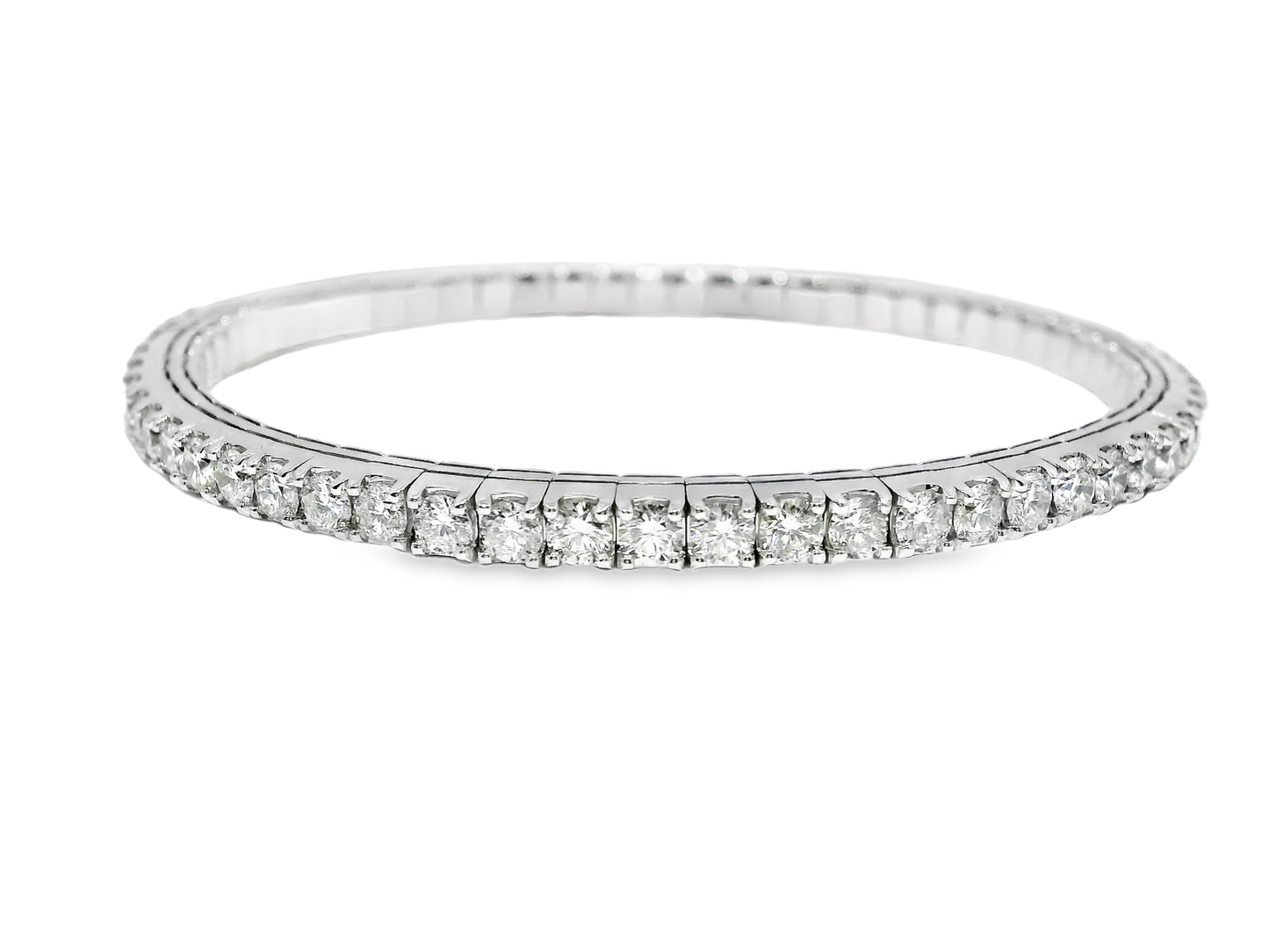 4.94CT Diamond Stretch Bangle 14k White Gold