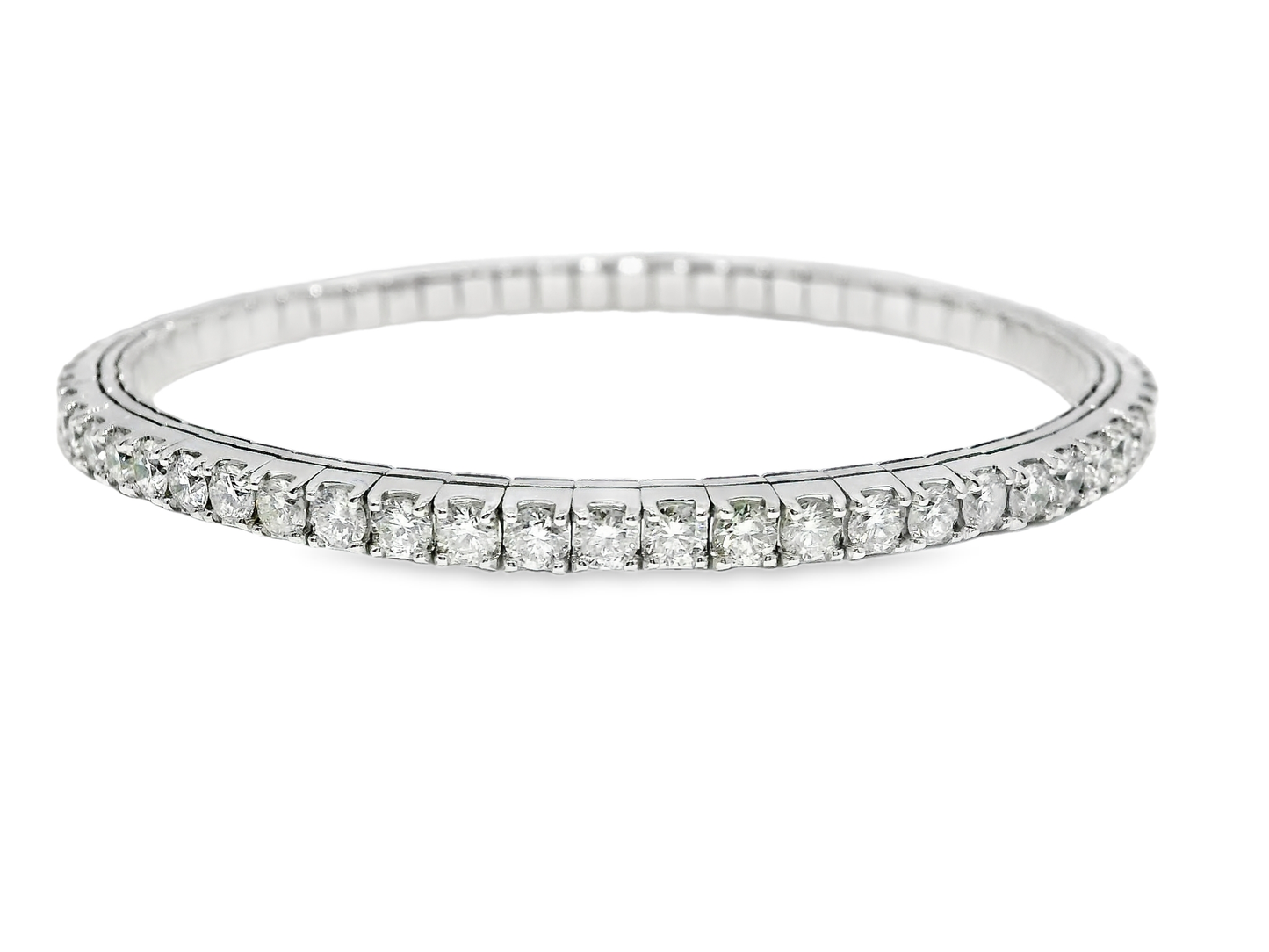 4.94CT Diamond Stretch Bangle 14k White Gold