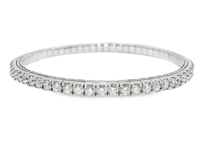 4.94CT Diamond Stretch Bangle 14k White Gold