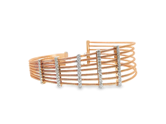 0.54CT Diamond Bangle 14k Rose Gold