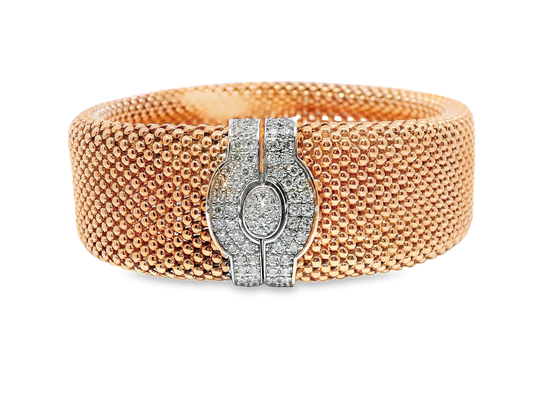 0.95CT Diamond Bangle 14k Rose Gold