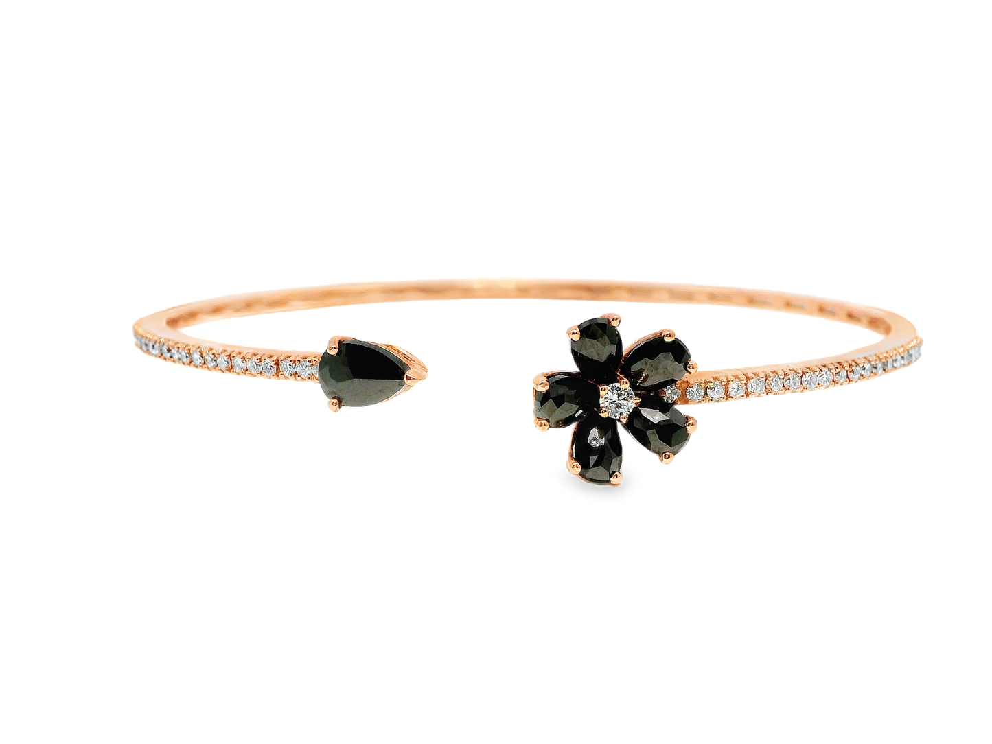 0.37CT Diamond & 1.11CT Black Diamond Bangle 18k Rose Gold