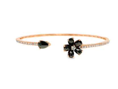 0.37CT Diamond & 1.11CT Black Diamond Bangle 18k Rose Gold