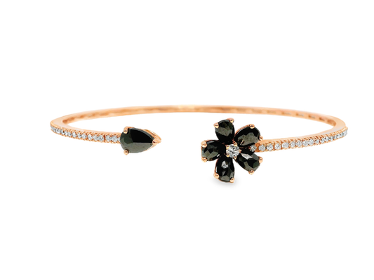 0.37CT Diamond & 1.11CT Black Diamond Bangle 18k Rose Gold
