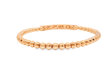 1.08CT Diamond ID Plain Beads Stretch Bangle 14k  Gold