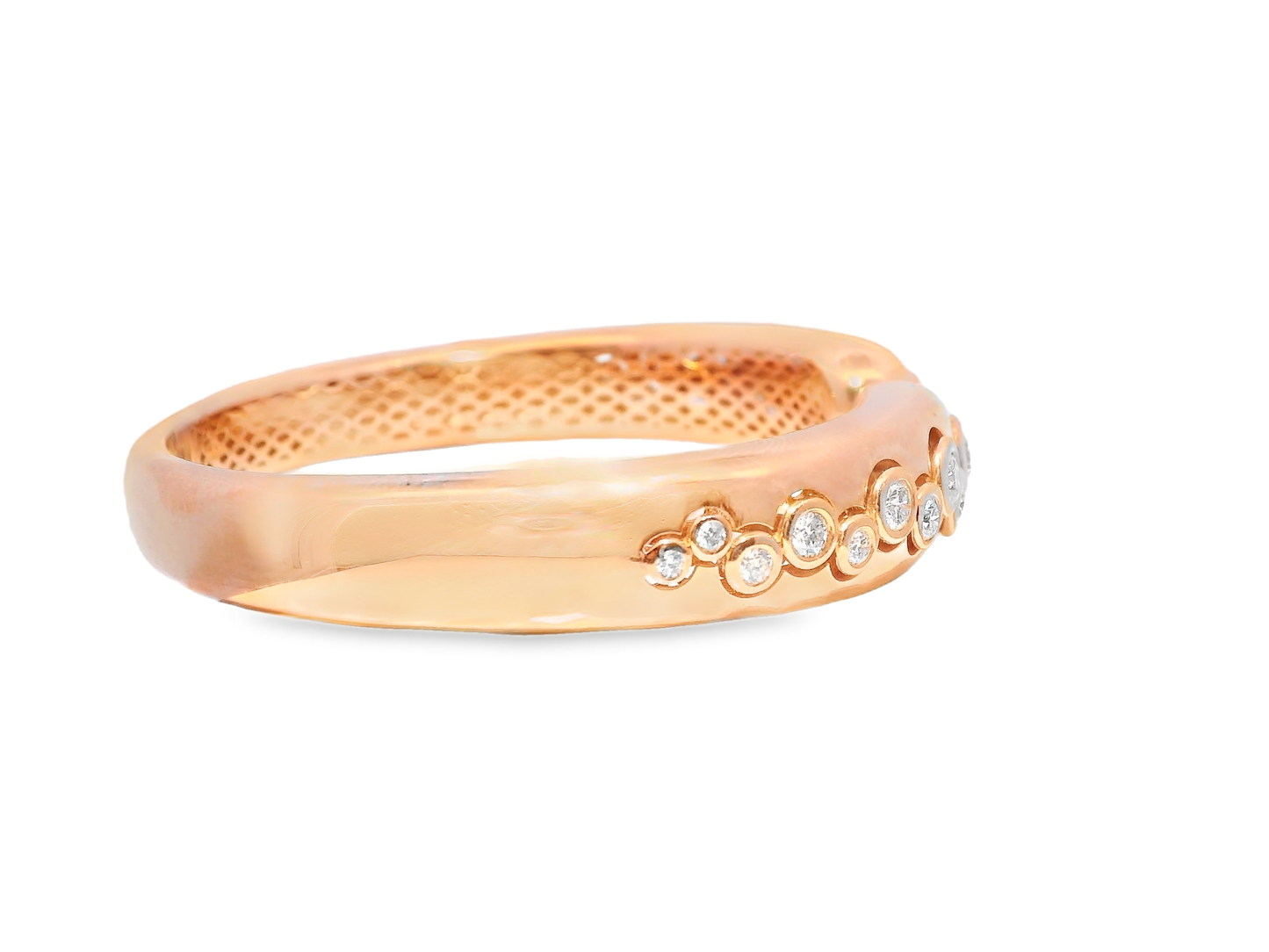 1.59CT Diamond Bezel Bangle 18k Rose Gold