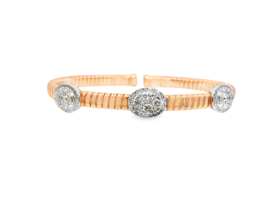 1.52CT Diamond Bangle 14k Rose Gold