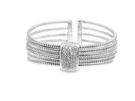 0.89CT Diamond Bangle 14k White Gold