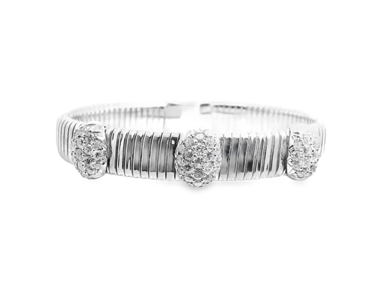 2.10CT Diamond Bangle 14k White Gold