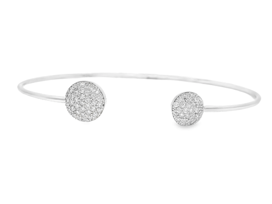 0.58CT Diamond Bangle 14k White Gold