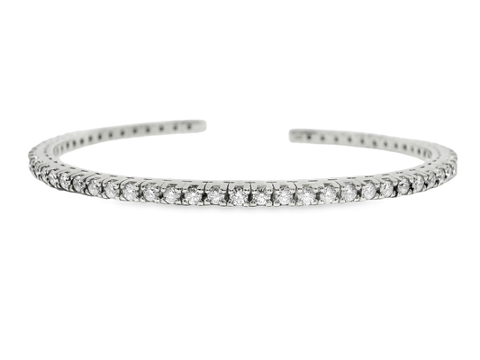 1.74CT Diamond Bangle 14k White Gold