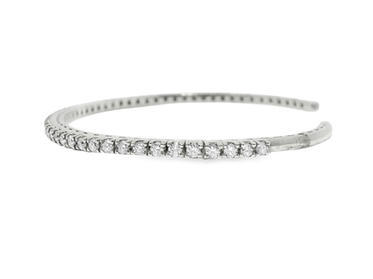 1.74CT Diamond Bangle 14k White Gold