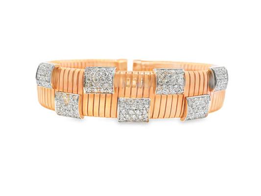 1.86CT Diamond Bangle 14k Rose Gold