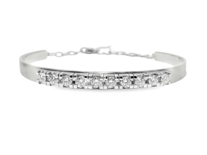1.35CT Diamond Bangle 14k White Gold