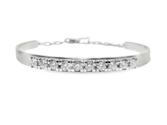 1.35CT Diamond Bangle 14k White Gold