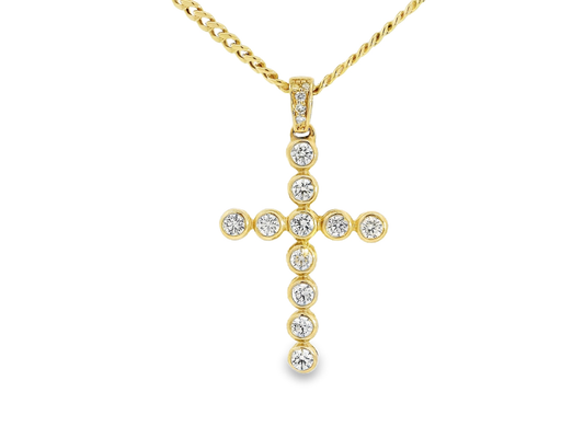 2.79CT Natural Diamond Cross Pendant 14k Yellow Gold