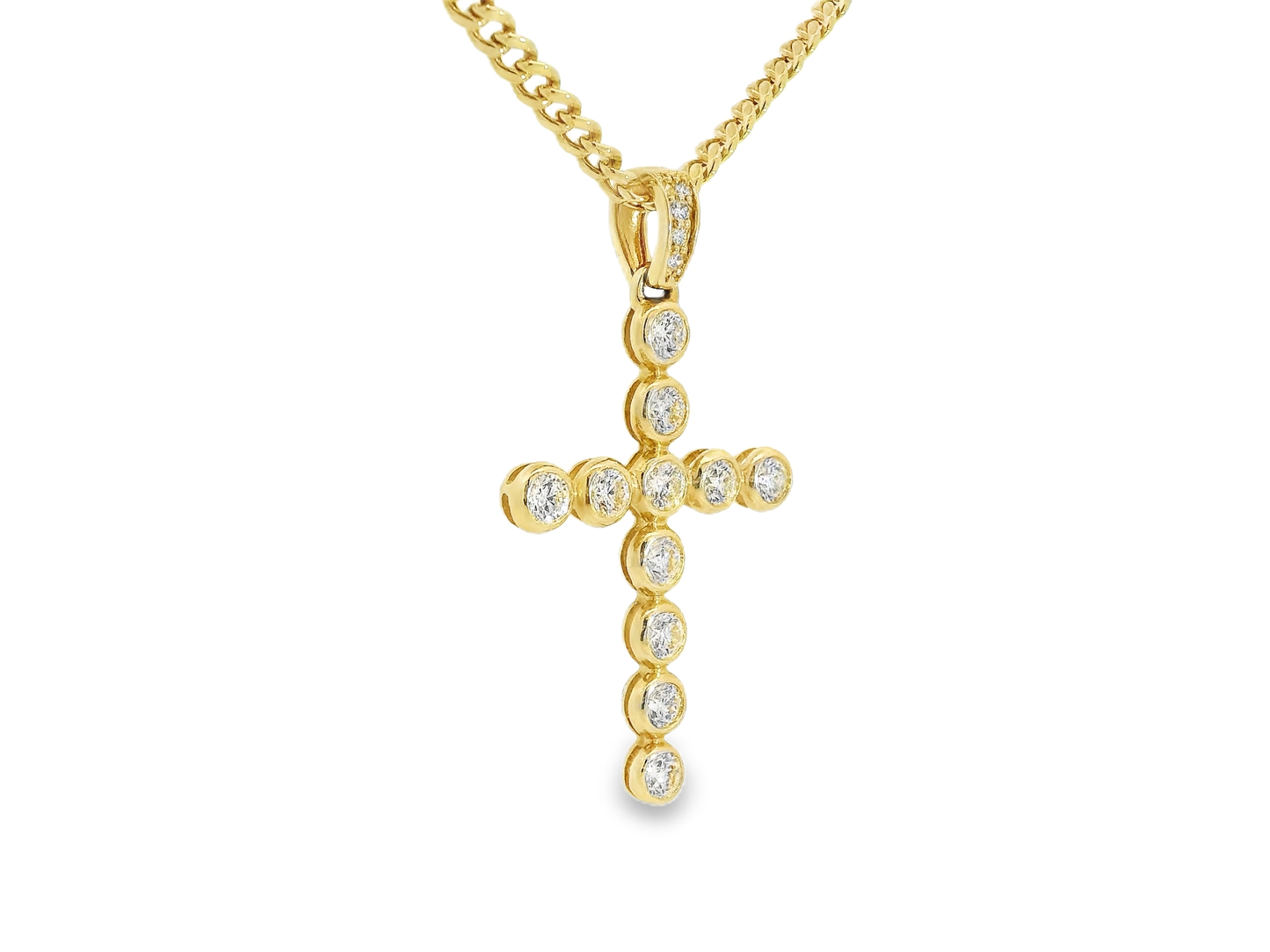 2.79CT Natural Diamond Cross Pendant 14k Yellow Gold