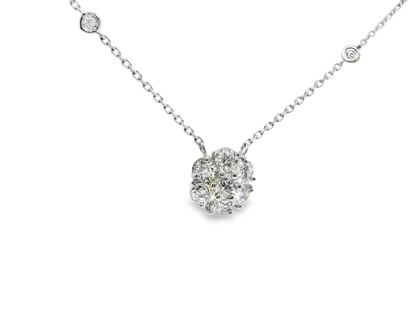 1.61CT Diamond Pendant 14k White Gold