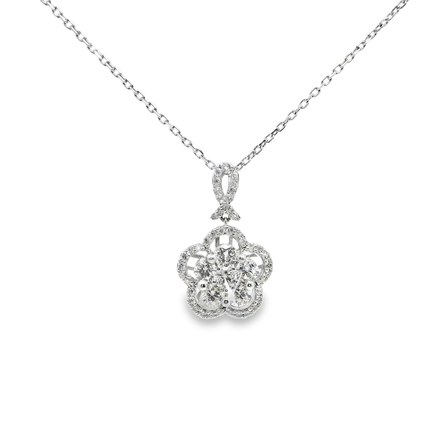 1.20CT Diamond Pendant 14k White Gold