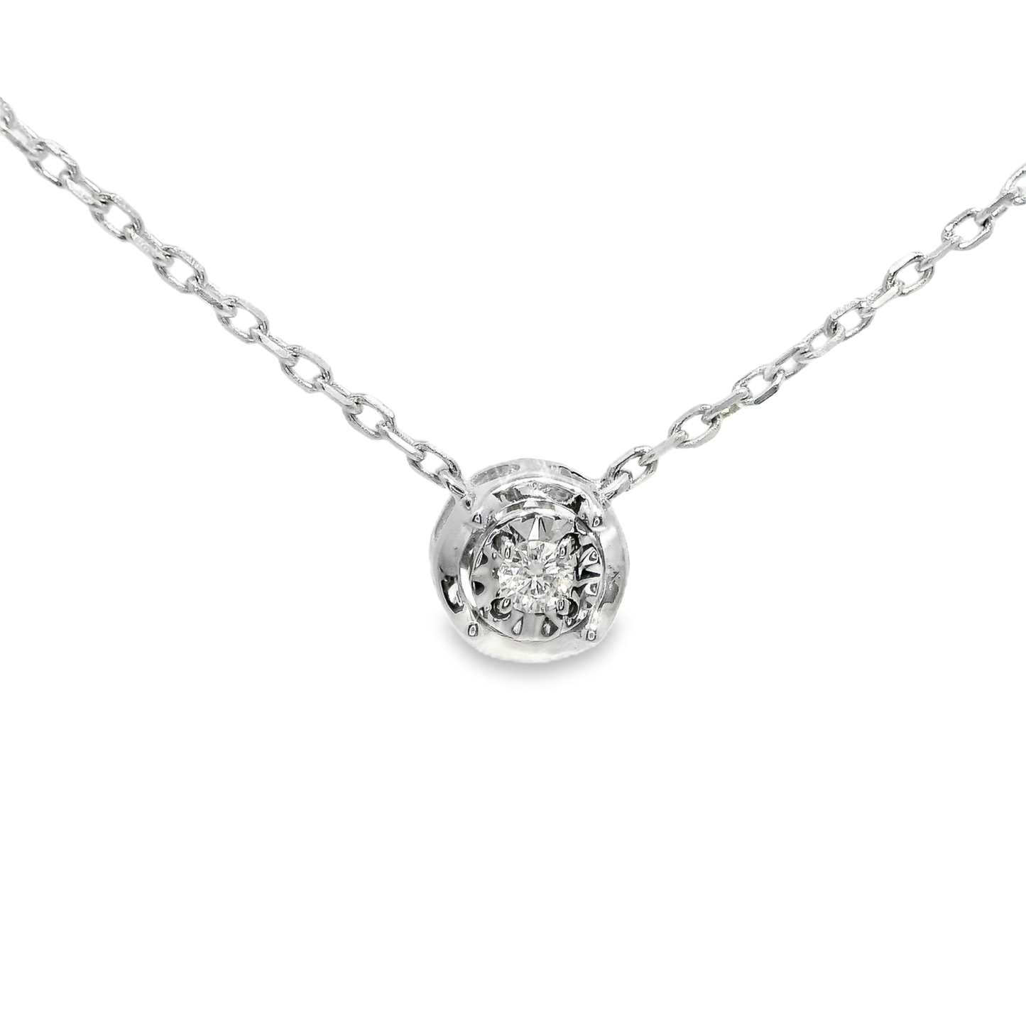 0.03CT Diamond Pendant 14k White Gold