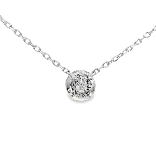 0.03CT Diamond Pendant 14k White Gold