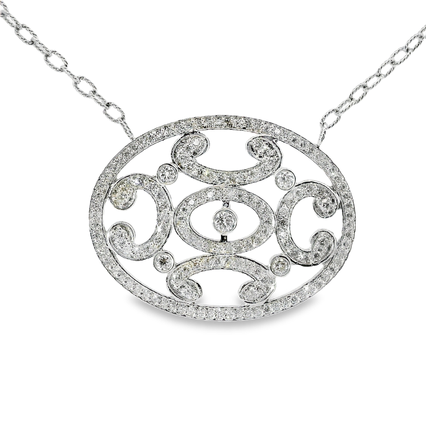 1.57CT Diamond Pendant 14k White Gold