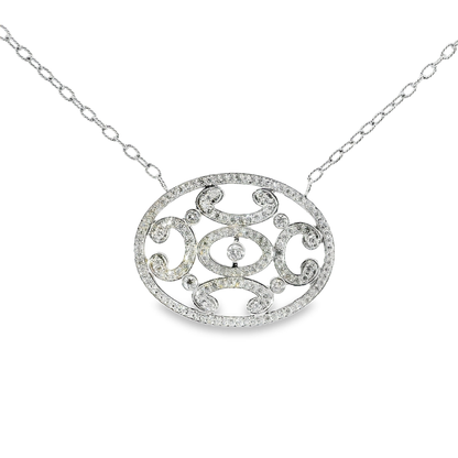 1.57CT Diamond Pendant 14k White Gold
