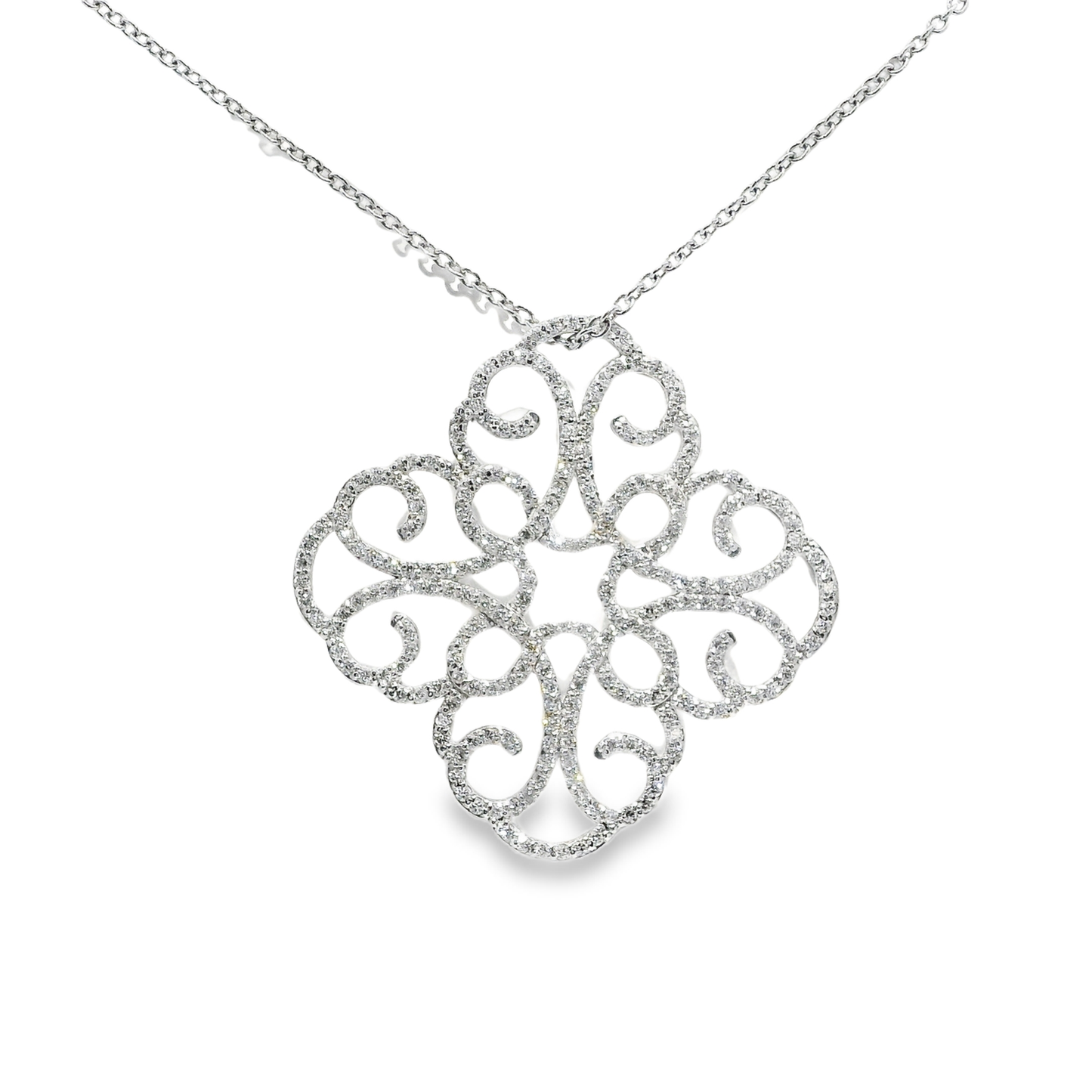 1.84CT Diamond Pendant 14k White Gold