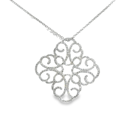 1.84CT Diamond Pendant 14k White Gold
