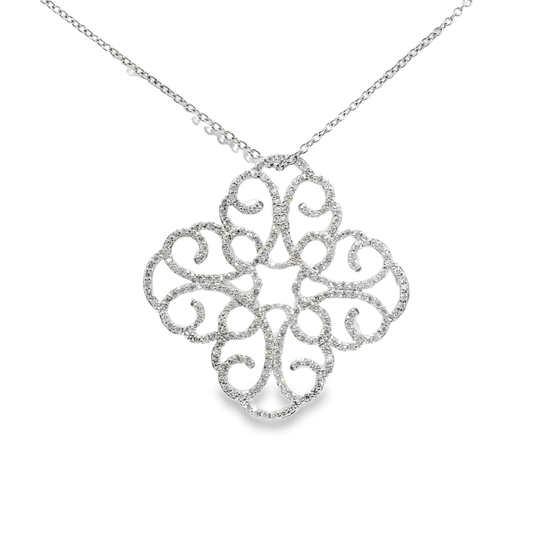 1.84CT Diamond Pendant 14k White Gold
