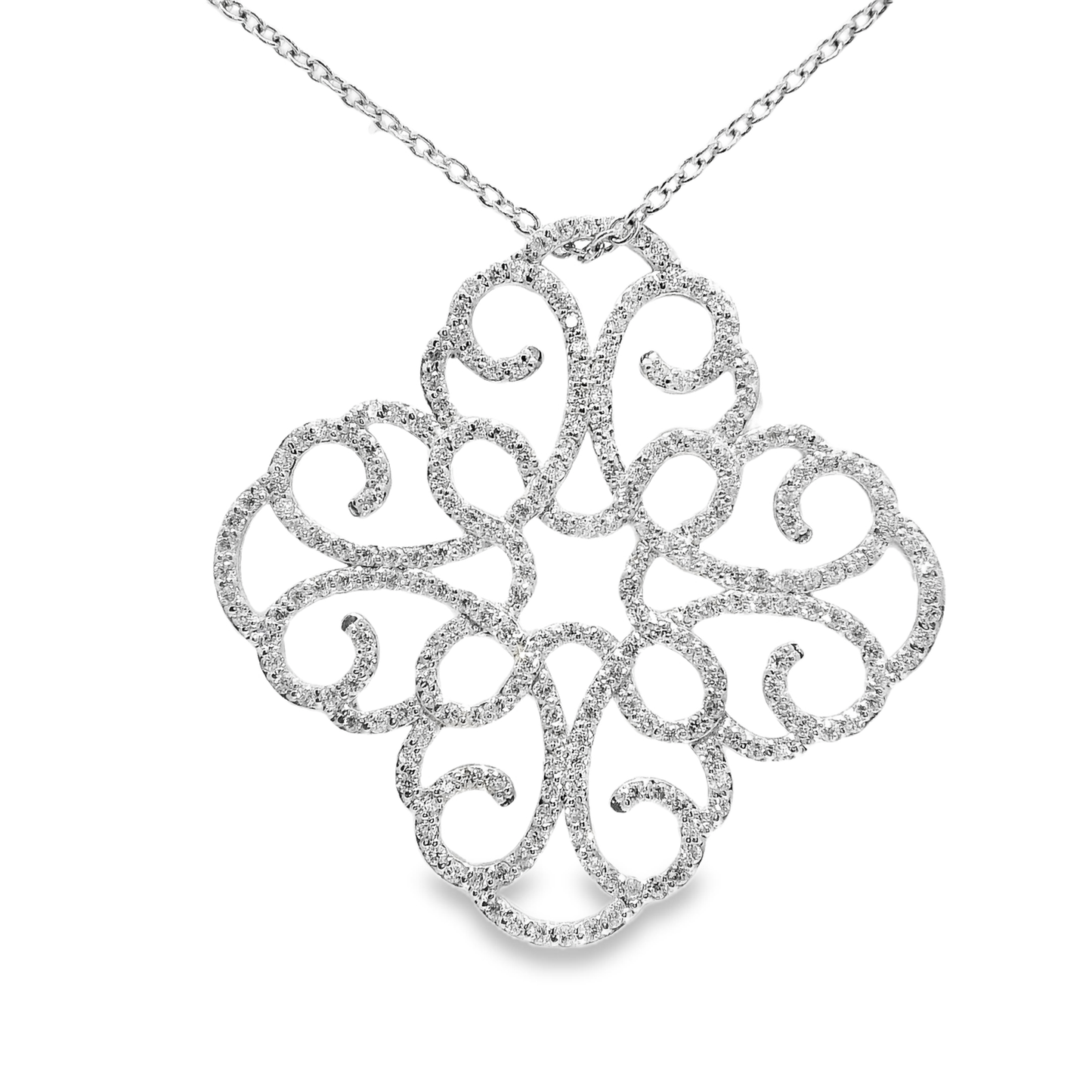 1.84CT Diamond Pendant 14k White Gold