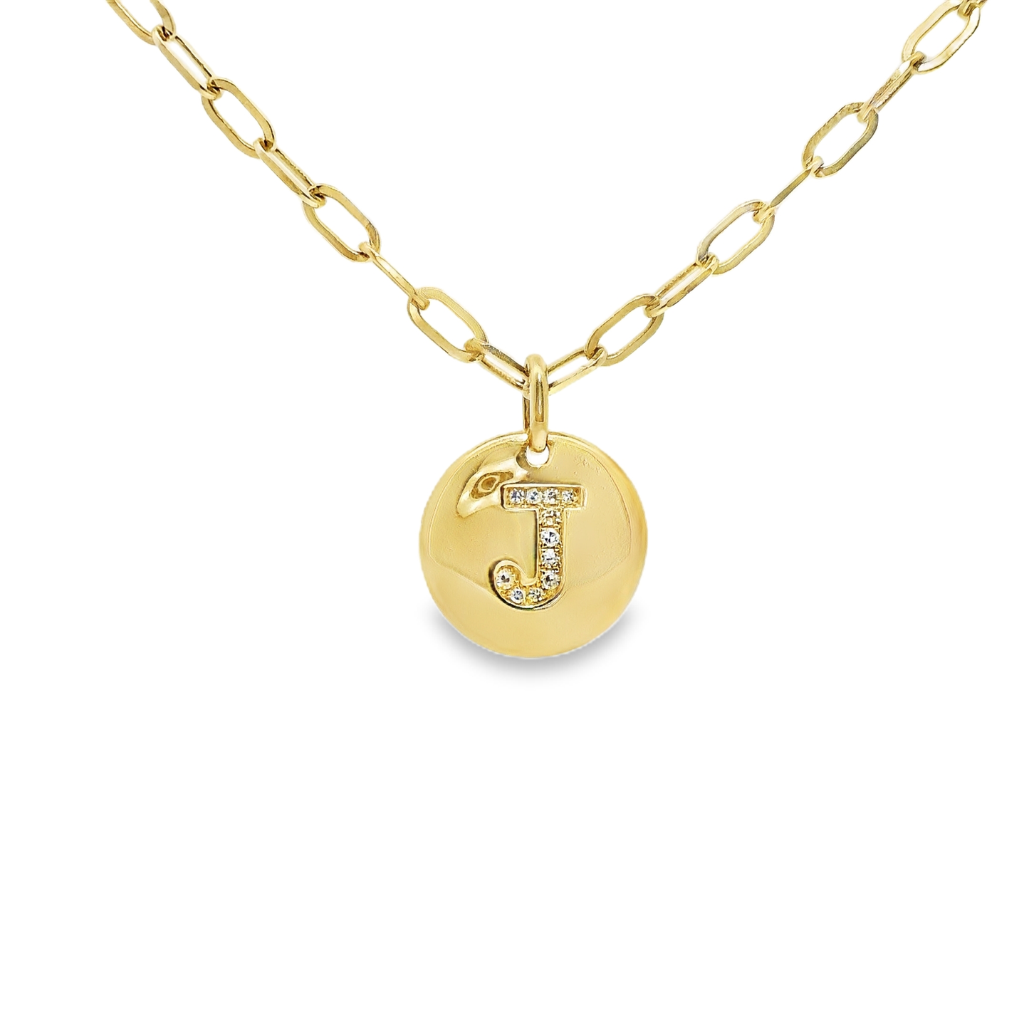 0.06Ct Diamond J Initial Pendant 14k Yellow Gold