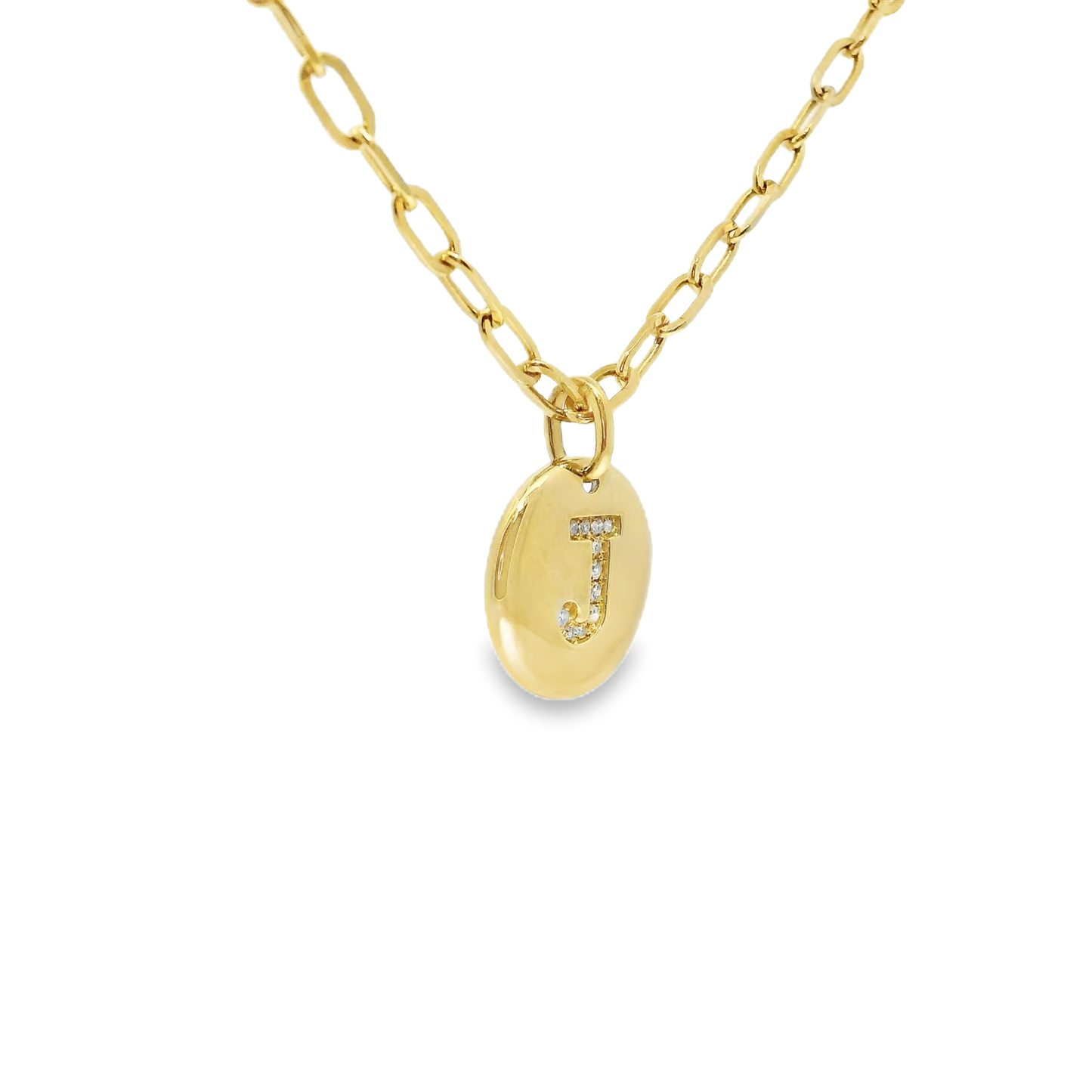 0.06Ct Diamond J Initial Pendant 14k Yellow Gold