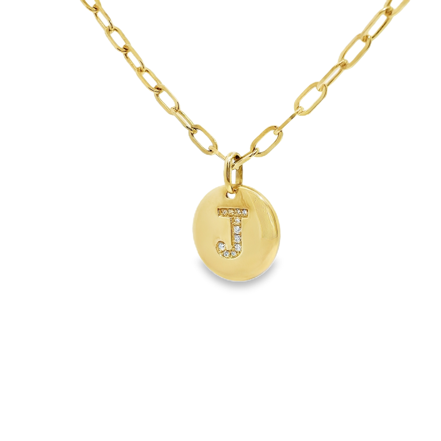 0.06Ct Diamond J Initial Pendant 14k Yellow Gold