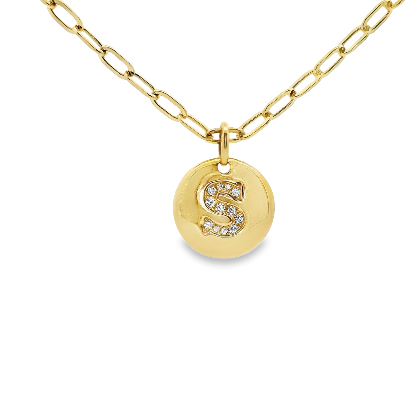 0.08CT Diamond S Initial Pendant 14k Yellow Gold
