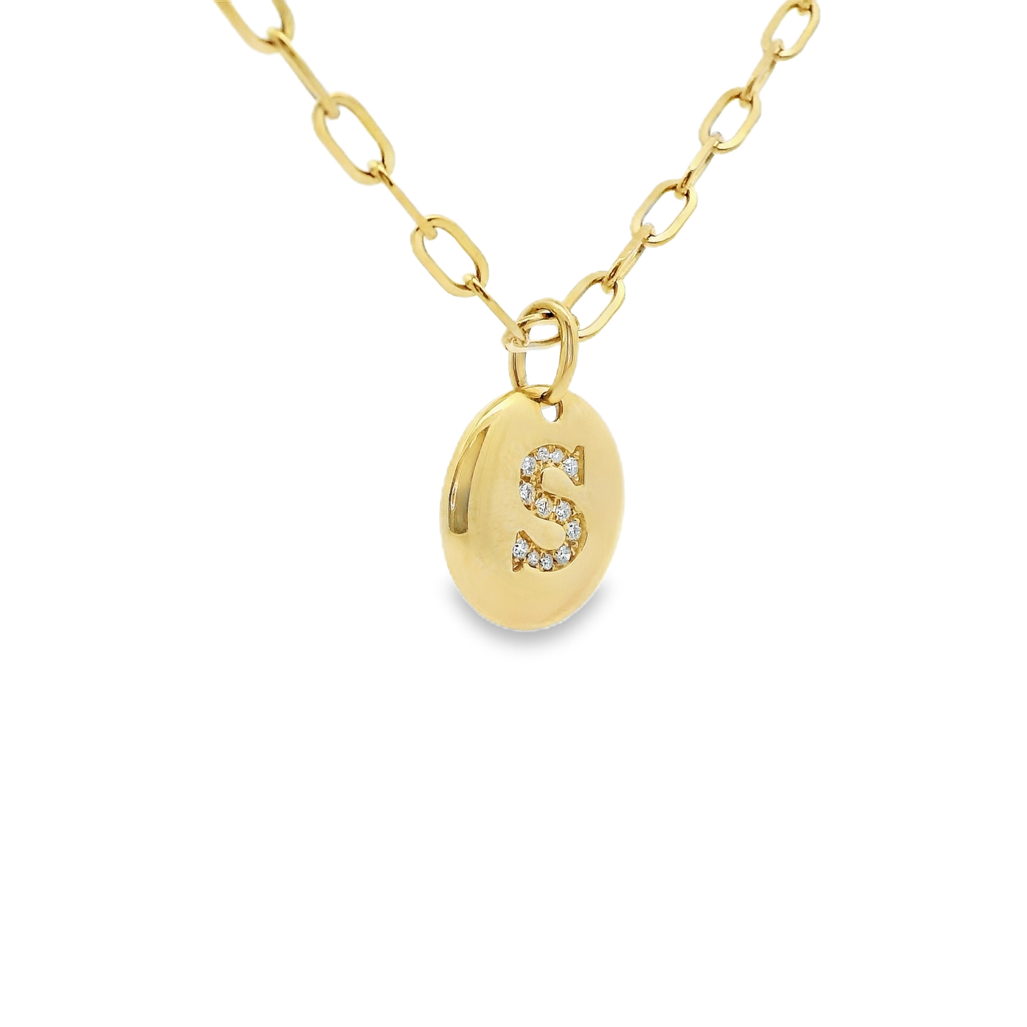 0.08CT Diamond S Initial Pendant 14k Yellow Gold