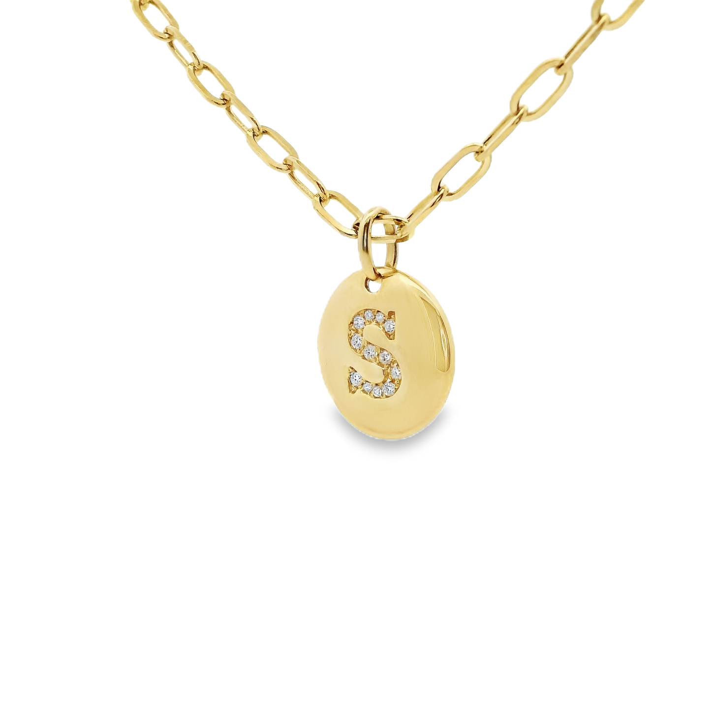 0.08CT Diamond S Initial Pendant 14k Yellow Gold