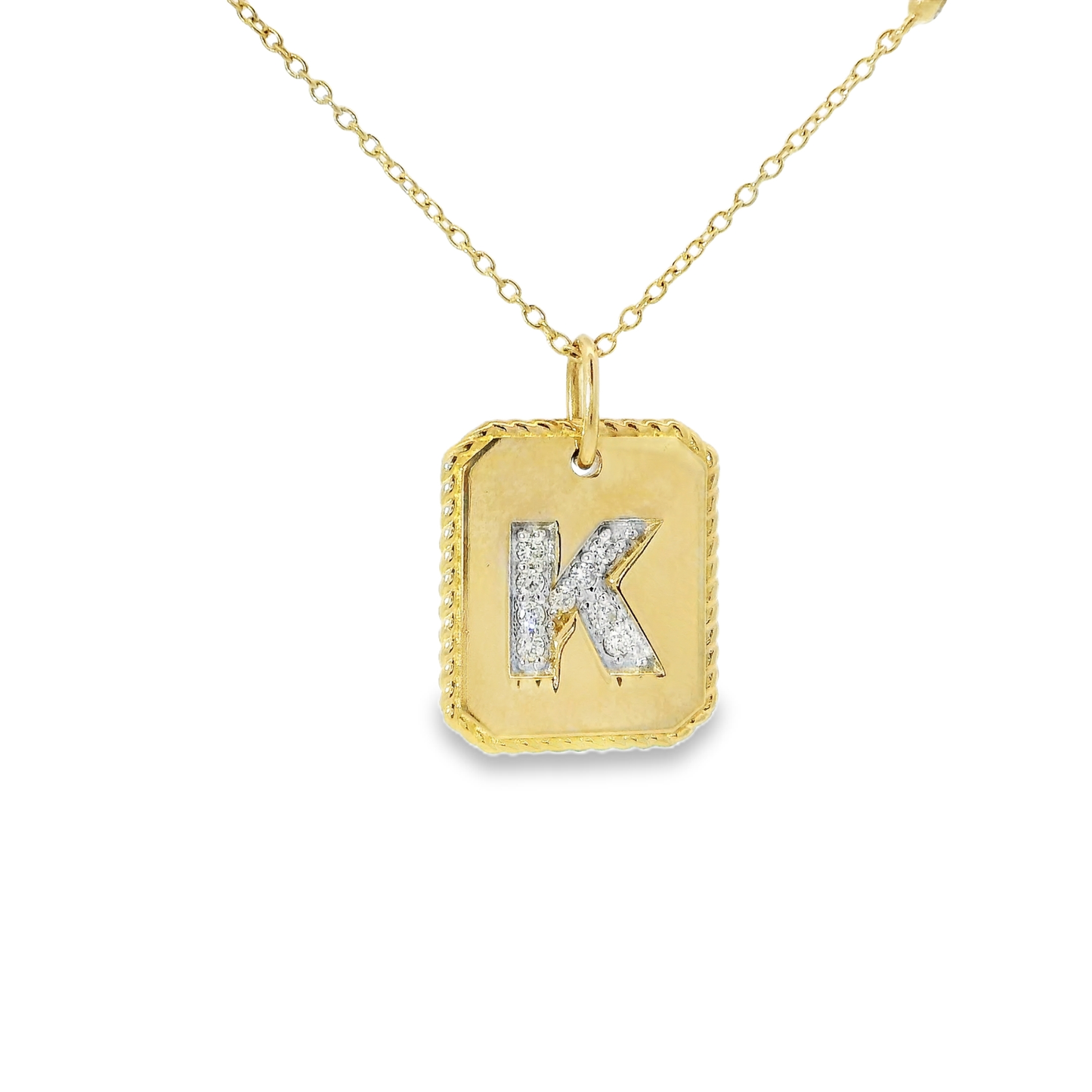 0.19CT Diamond K Initial Pendant 14k Yellow Gold